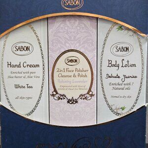 SABON 3-in-1 SET-HAND CREAM+ BODY LOTION + 2 IN 1 FACE POLISHER CLEASNE & POLISH